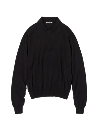 Auralee V-neck Polo Top In Black