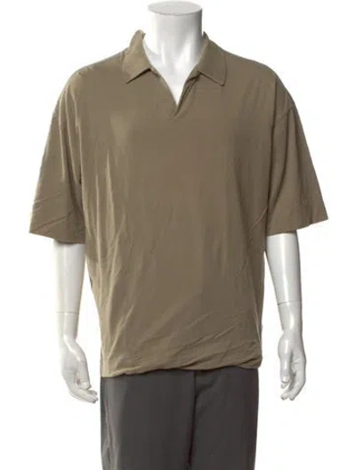 Pre-owned Auralee V-neck Short Sleeve Polo Shirt In Neutrals