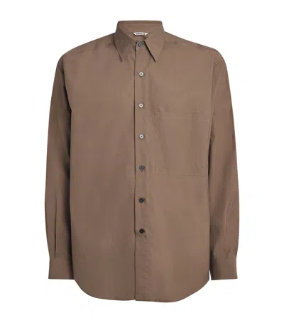 Auralee Washed Finx Cotton Shirt In Brown