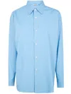 Auralee Washed Finx Twill Shirt In Blue