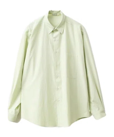 Auralee Lapel Long-sleeved Shirt In White