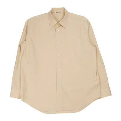 Auralee Washed Finx Twill Shirt In Light Beige In Beige Chiaro