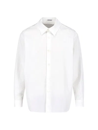 Auralee White Classic Collar Cotton Shirt