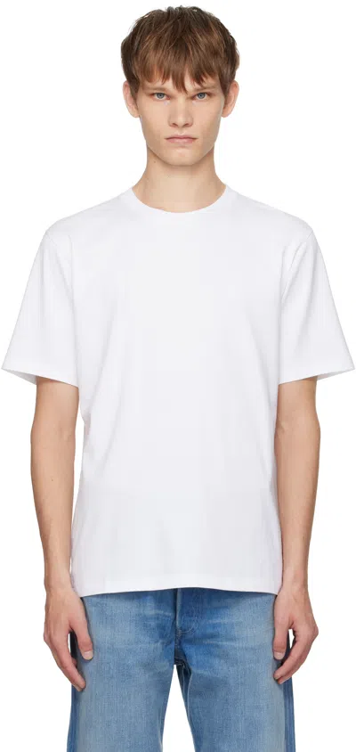 AURALEE WHITE LUSTER PLAITING T-SHIRT