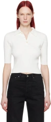 Auralee High Gauge Rib Knit Cotton Polo In White