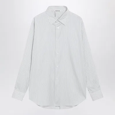 Auralee White Striped Cotton And Silk Shirt Men