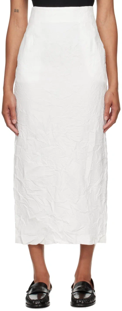 Auralee White Wrinkled Maxi Skirt