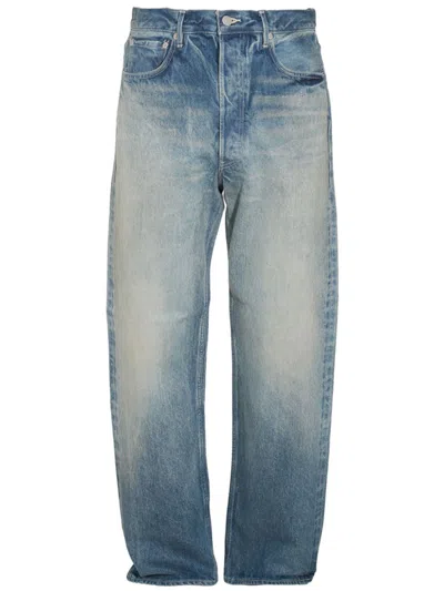 Auralee Blue Selvedge Faded Heavy Jeans In Faded Indigo
