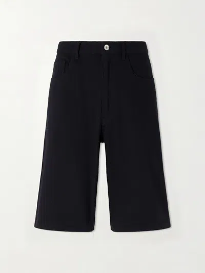 Auralee Silk Tailored Shorts Belt Loops Design In Black