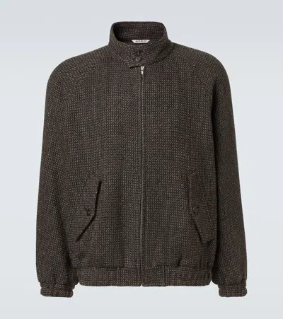 Auralee Wool, Alpaca, And Silk Tweed Blouson Jacket In Black