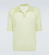 Auralee Wool And Silk Polo Sweater In Yellow