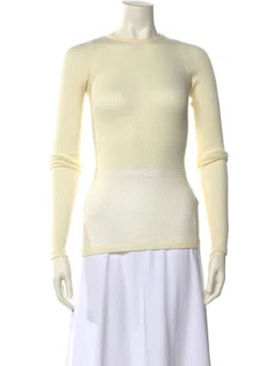 Pre-owned Auralee Wool Bateau Neckline Sweater In Yellow