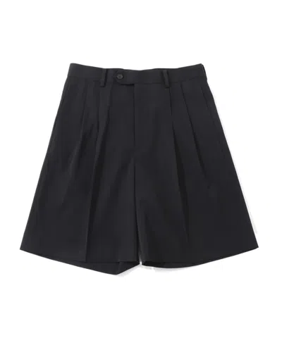 Auralee Wool Belt Loop Shorts In Black