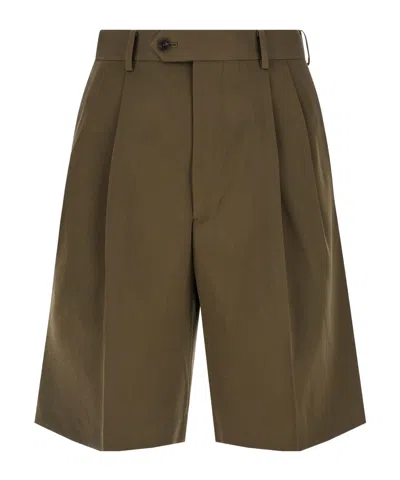 Auralee Wool Belt Loop Shorts In Green