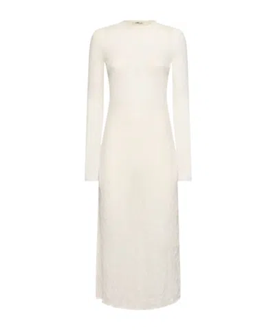 Auralee Wool Blend Long-sleeved Knit Dress In White