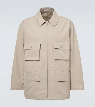 Auralee Wool Blouson Jacket In Sand