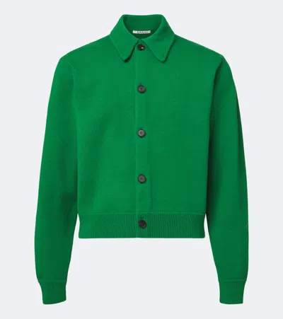 Auralee Wool Cardigan In Green