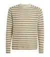 Auralee Striped Shetland Wool And Cashmere-blend Sweater In Neutral