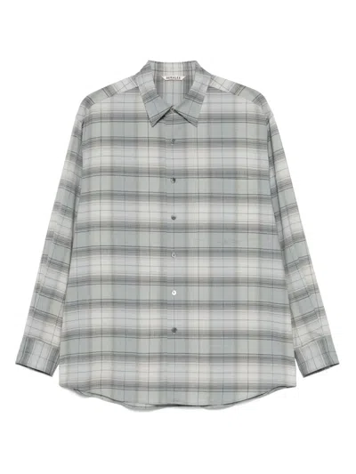 Auralee Wool Check Shirt In Multi