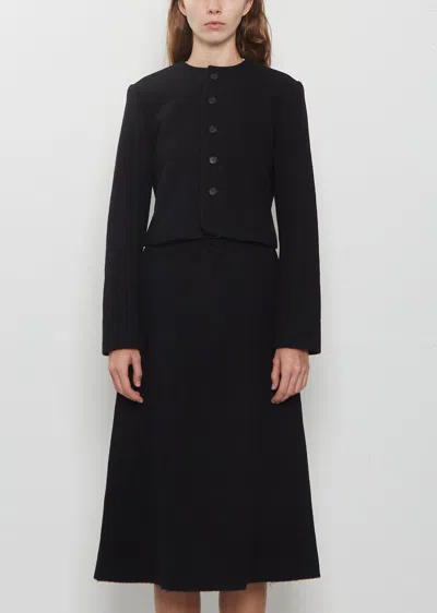 Auralee Wool Cotton Collarless Jacket In Black