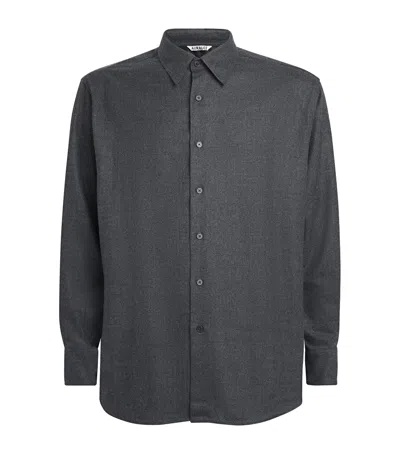 Auralee Wool Flannel Shirt In Gray