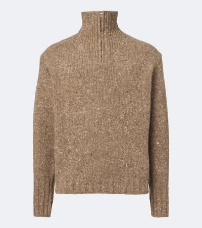 Auralee Wool Half-zip Sweater In Brown
