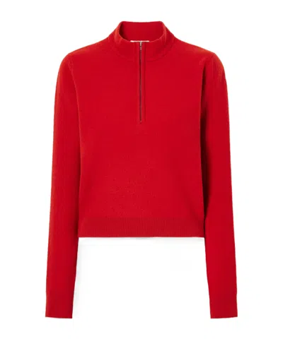 Auralee Wool Half-zip Sweater In Red