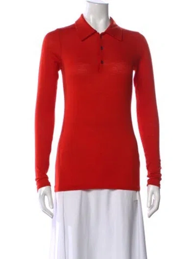 Pre-owned Auralee Wool Long Sleeve Polo In Orange
