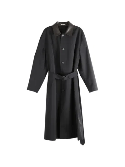 Auralee Wool Max Canvas Coat In Black