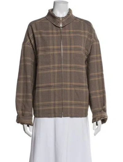 Pre-owned Auralee Wool Plaid Print Moto Jacket In Multi