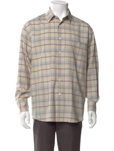 Pre-owned Auralee Wool Plaid Print Shirt In Neutral