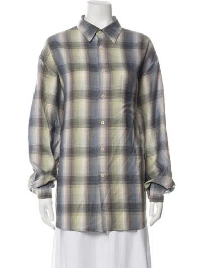 Pre-owned Auralee Wool Plaid Print Sweater In Brown/grey