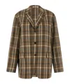 Auralee Check-pattern Wool Blazer In Brown