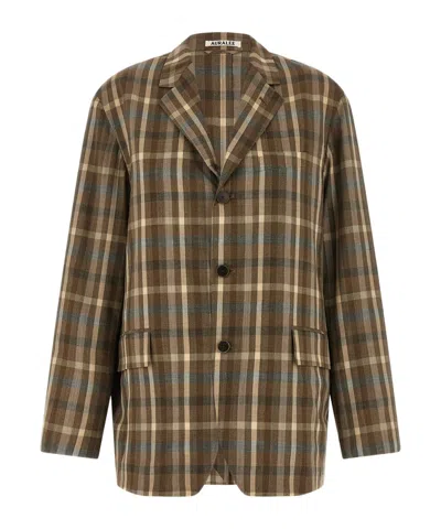 AURALEE WOOL PLAID SUIT JACKET