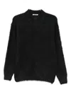 Auralee Long-sleeve Polo Shirt In Black