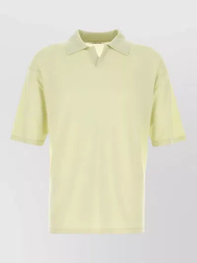 Auralee Wool Polo Shirt Short Sleeves Collar In Yellow