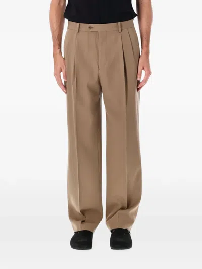 Auralee Wool Straight-leg Trousers In Brown