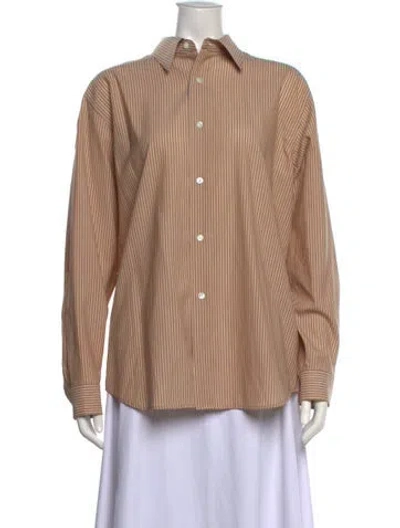Pre-owned Auralee Wool Striped Button-up Top In Neutral