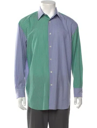 Pre-owned Auralee Wool Striped Shirt In Green