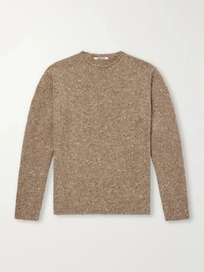 Auralee Flecked Boat-neck Sweater In Brown