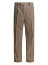 Auralee Tailored Wool Trousers With Pockets And Pleats In Brown