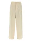 Auralee High Waist Wide Leg Pleated Trousers In Neutral