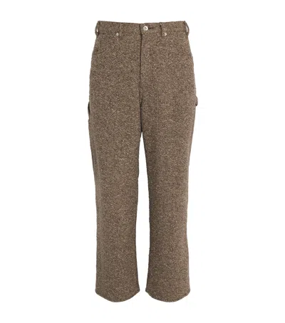 Auralee Wool Tweed Painter Trousers In Brown