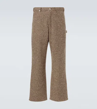 Auralee Wool Tweed Wide-leg Pants In Brown