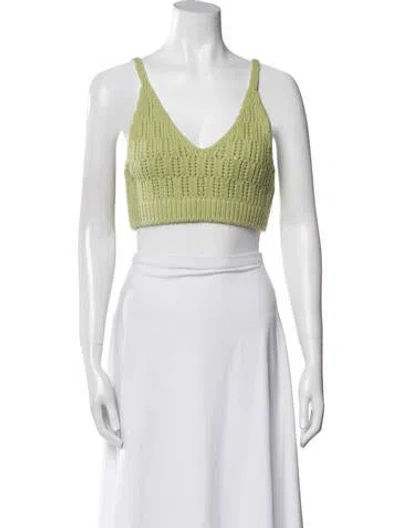 Pre-owned Auralee Wool V-neck Crop Top In White
