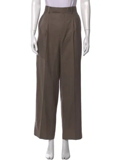 Pre-owned Auralee Wool Wide Leg Pants In Brown