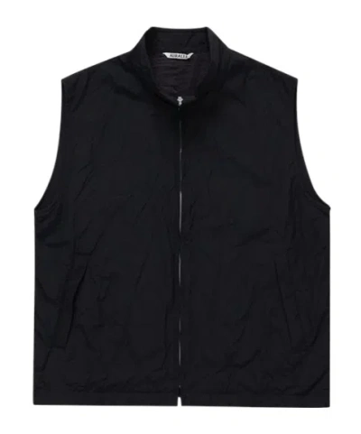 Auralee Wool Zipper Vest In Black