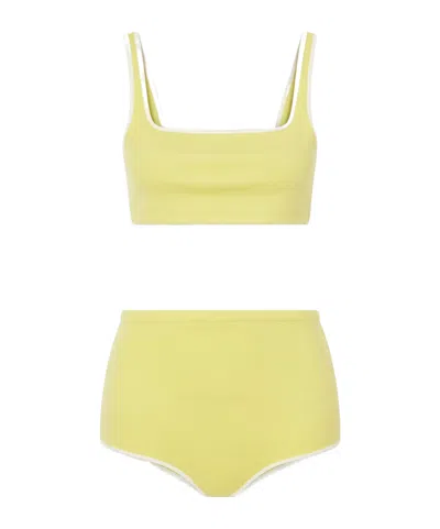 Auralee Wool-blend Jersey Bikini In Yellow
