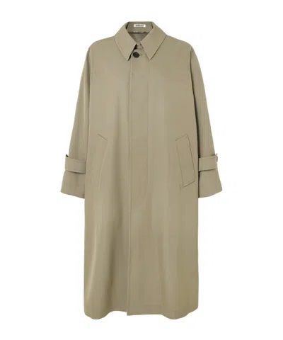 Auralee Wool-gabardine Trench Coat In Green