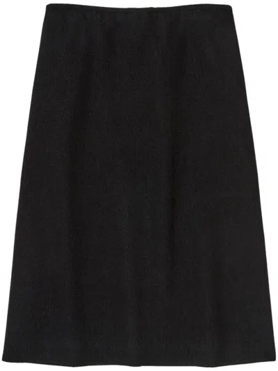 Auralee Wool-silk A-line Mini Skirt With Elasticated Waist In Multi